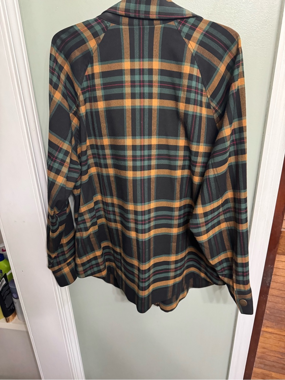 CABi Moto Jacket Plaid Zip-Front Women's Jacket in Black and Tan - Picture 3 of 3